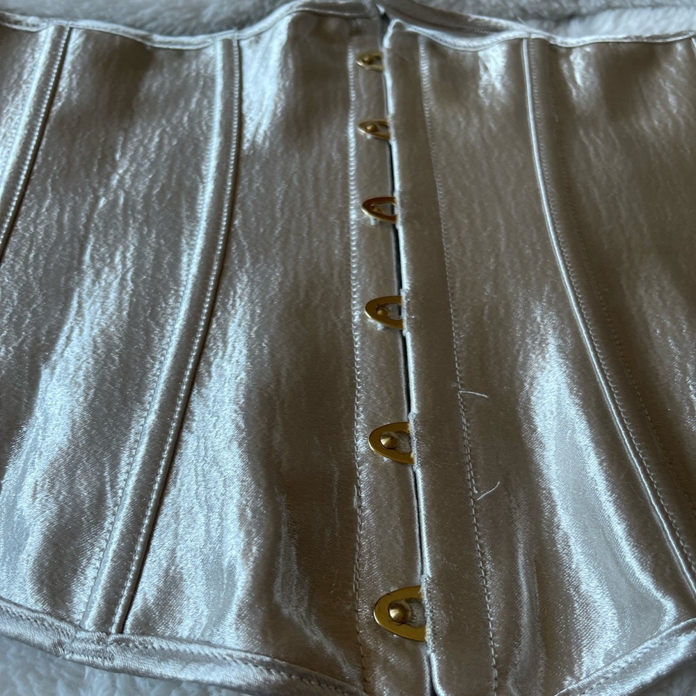 NWOT - Dream Angels, shimmer, gold metallic champagne smooth satin waist cincher - Picture 7 of 9